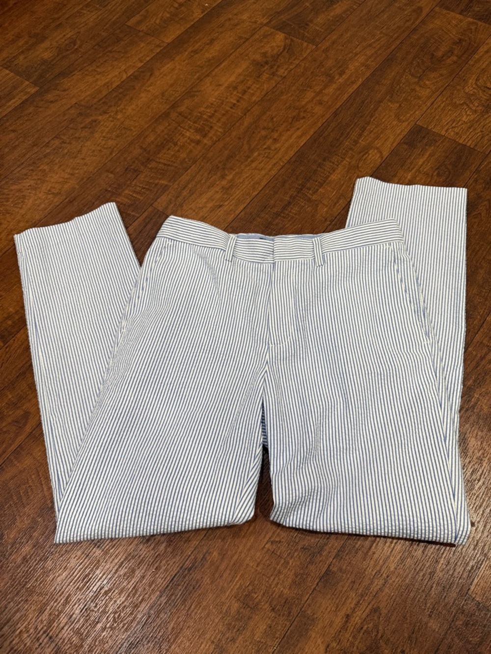 Boys Seersucker Stripe Dress Pants - Blue & White
